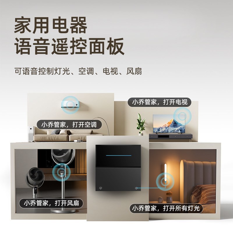 智能语音超级开关零火接线原位替换装上即用离线控灯电视空调