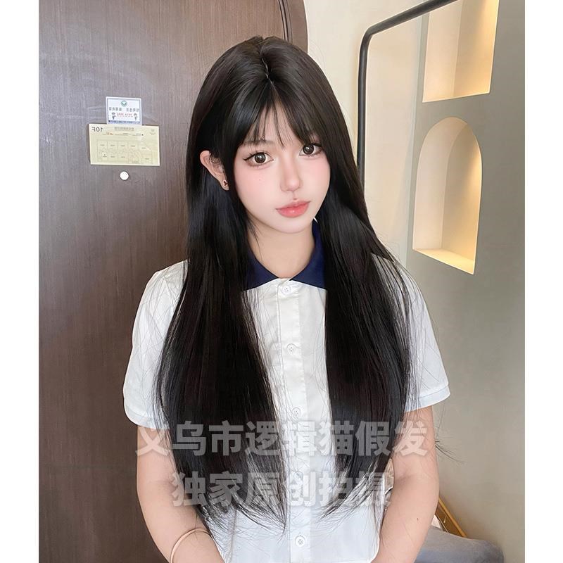 逻辑猫日常假发女长发lolita长直逼真彷真自然中长发全头套假发图片