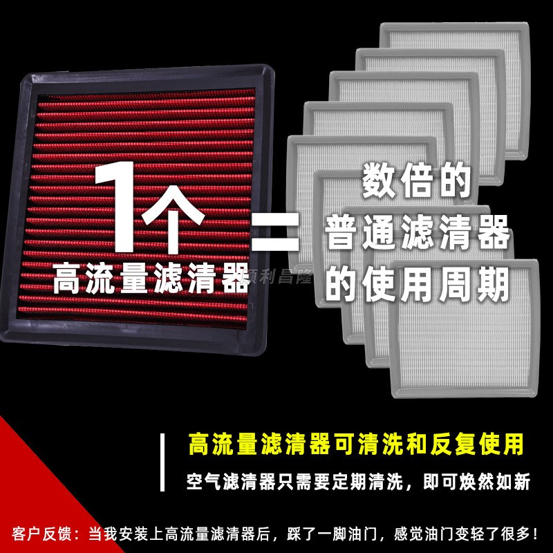 高流量空气滤芯增大进气风格干式清水洗空滤改装汽车保养专用滤清