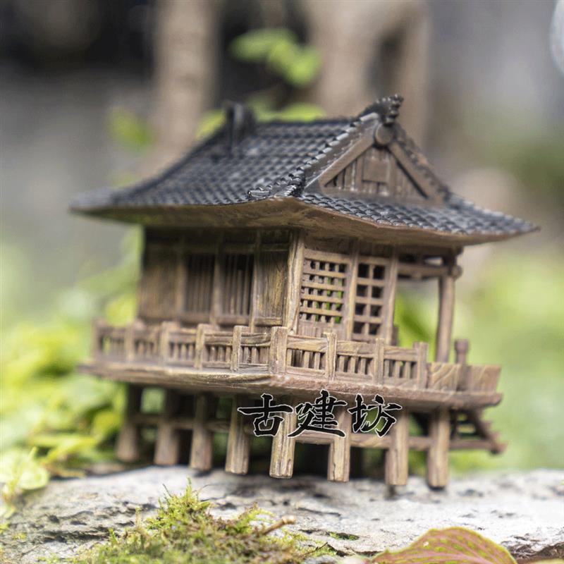 古建坊鱼缸造景微景观盆景假山古风建筑凉亭3D打印树脂摆件模型中