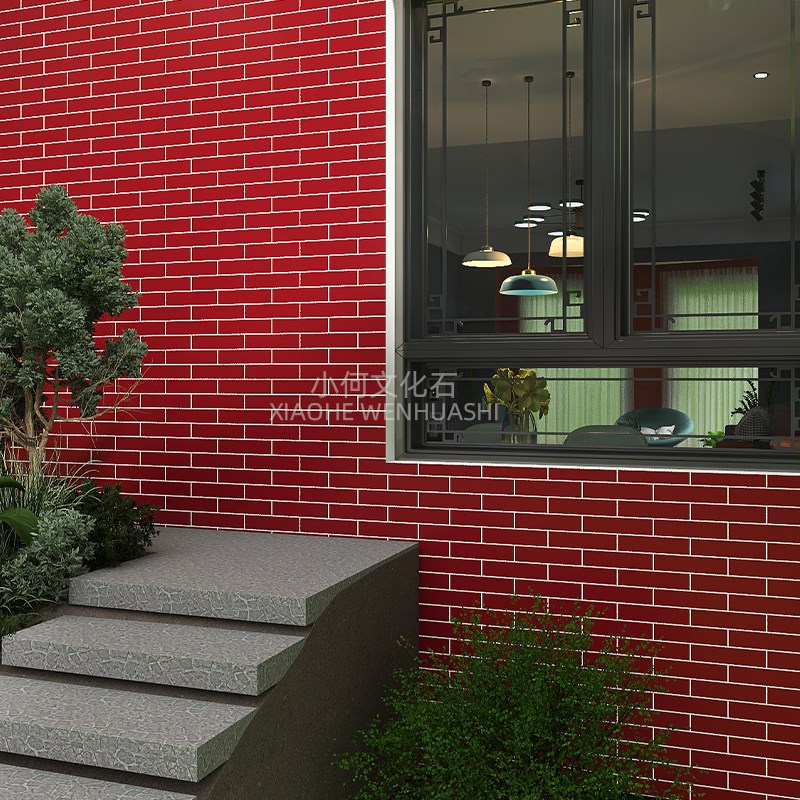 45x195长条瓷砖釉面餐厅火锅店红灰白蓝背景墙别墅自建房外墙砖