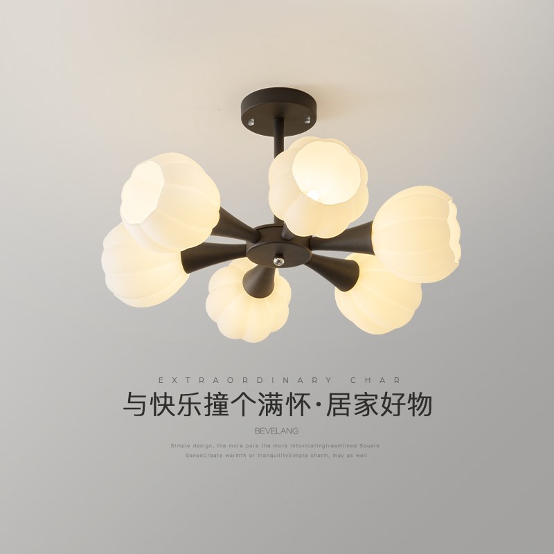 卧室吊灯创意法式田园风中古网红新款铃兰花朵饭厅灯儿童房卧室灯