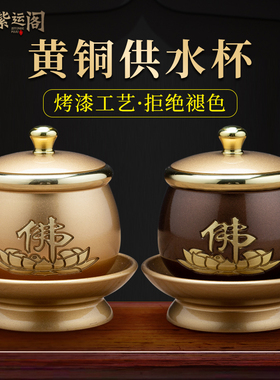 供茶杯纯铜供水杯家用供奉关公财神贡杯佛堂观音供佛杯佛前上供杯