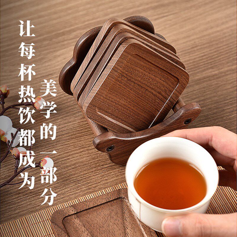 胡桃木实木茶杯垫茶道功夫茶桌摆件隔热垫茶托底托水杯底座防烫垫