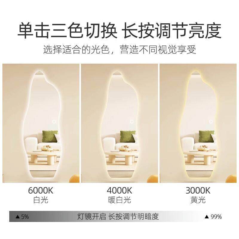 led智能全身镜不规则异形网红云朵镜粘墙壁挂穿衣镜装饰试衣镜子