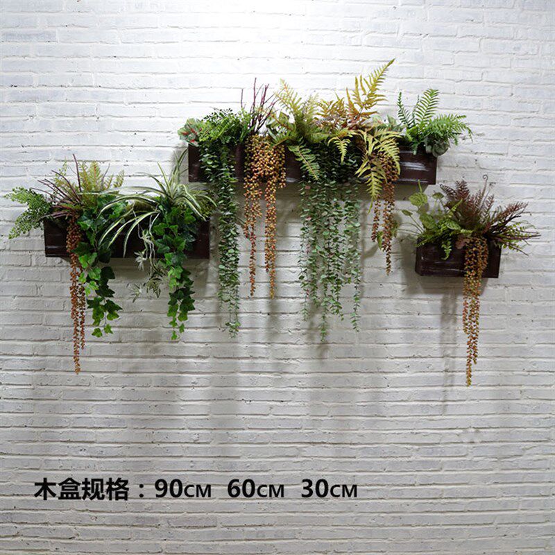 仿真植物墙面装饰田园蕨类餐厅假花墙壁过道壁挂阳台创意吊篮花卉