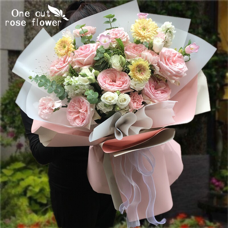杭州鲜花速递同城玫瑰花绣球桔梗混搭花束爱人生日订花店送花上门