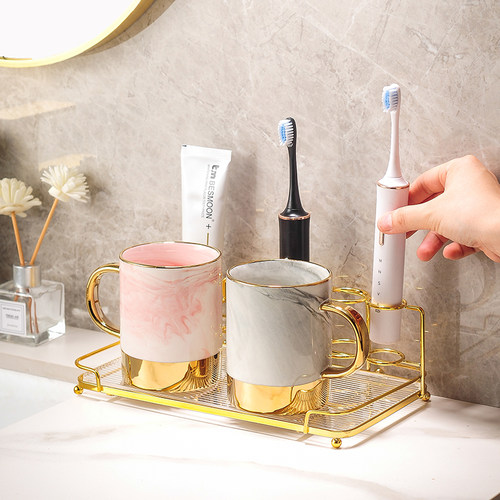 北欧轻奢情侣漱口杯家用刷牙杯子牙刷杯置物架套装简约高级洗漱杯