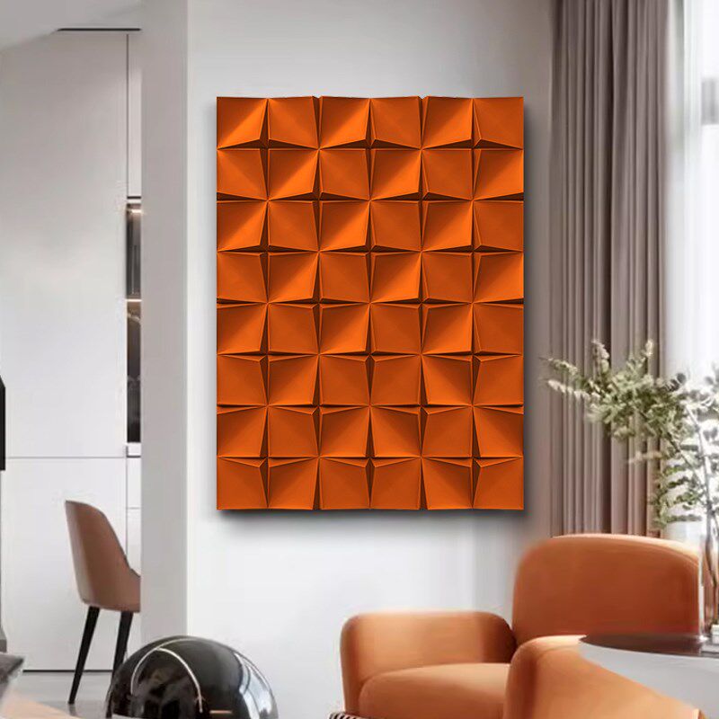 3d玄关立体浮雕画样板房抽象客厅落地装饰画现代轻奢雕刻走廊挂画