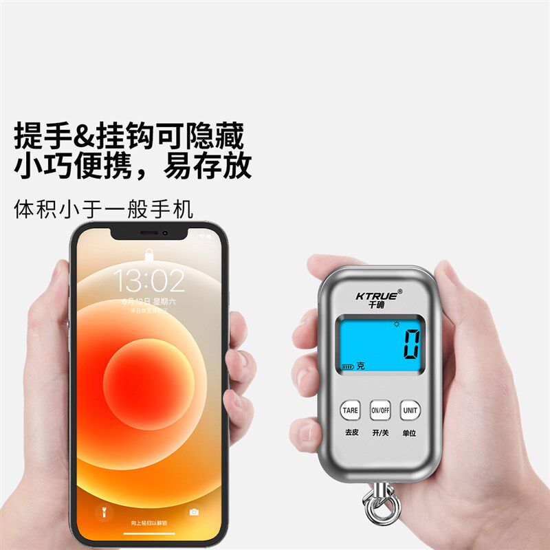 便携式手提电子秤2024新款精准弹簧克秤高精度称克商用随身称鱼器