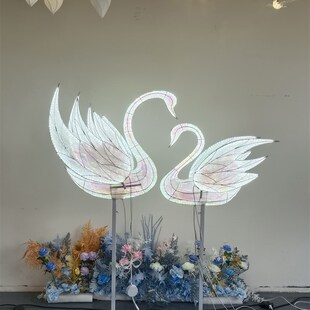 新品 饰 天鹅摆件路引婚庆道具发光鹅婚礼堂摆放背景摆件室内场景装