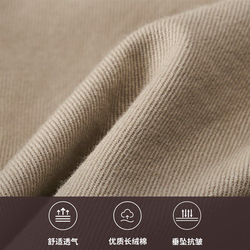 吉约蒙那不勒斯西裤男2024新款高腰休闲裤卡其色裤子垂感直筒长裤