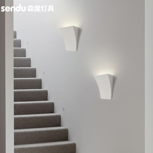 石膏壁灯法式走廊楼梯简约奶油风中古包豪斯北欧背景墙床头装饰灯