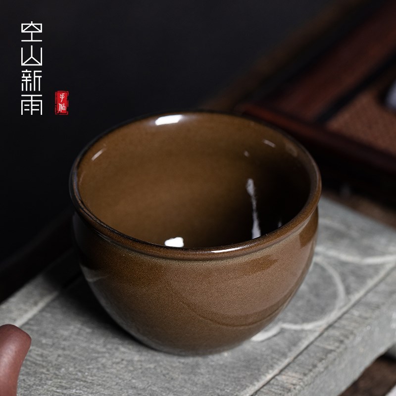 空山新雨主人杯单杯功夫茶具陶瓷家用青瓷个人专用小茶杯品茗杯子