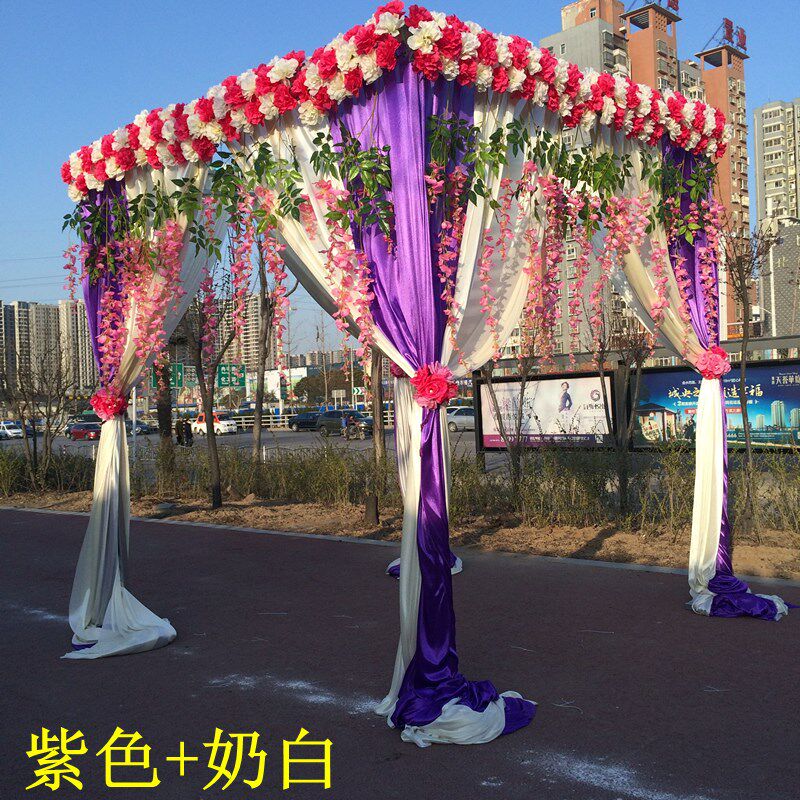 新款婚庆道具婚礼架子升降四角喜亭方亭公主许愿仪式花亭纱幔场景
