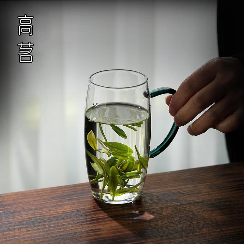 玻璃绿茶杯女士耐高温喝茶杯子透明高端花茶个人专用茶具泡茶水杯