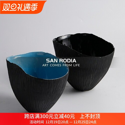 新中式简约创意大口径陶瓷花瓶样板间样品屋展示中心酒店桌面插花