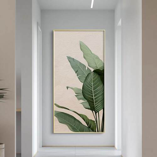 网红家大业大绿植绿色北欧风竖版门口装饰画玄关过道走廊正对门墙