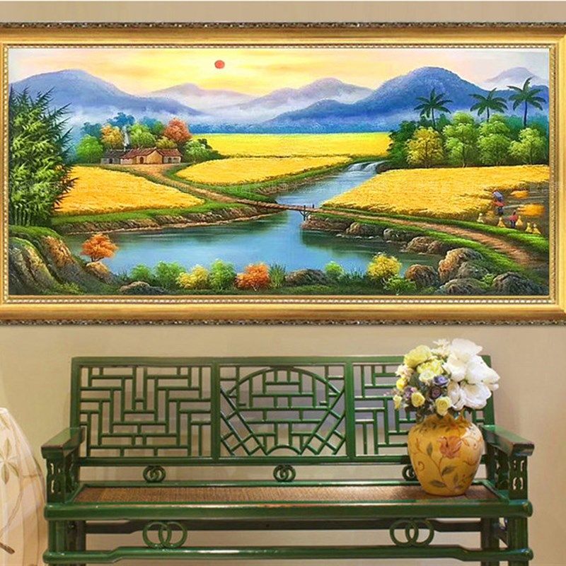手绘田园风景丰收油画客厅餐厅办公室家居书房会议室沙发背景挂画