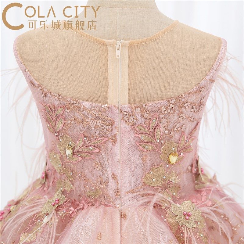 女童礼服公主裙拖尾高端洋气宝宝女花童婚纱小模特走秀钢琴表演服