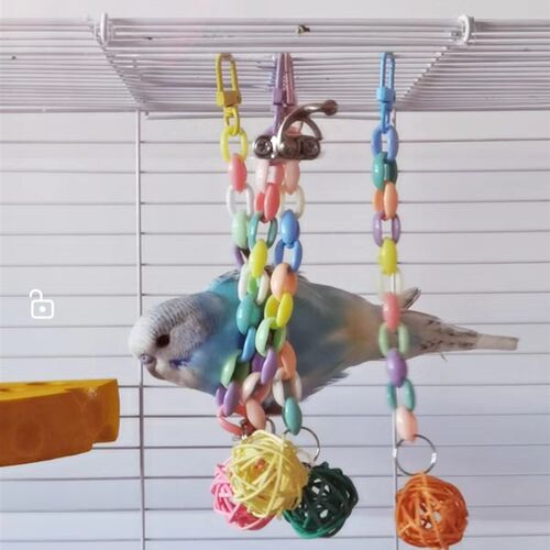 鹦鹉攀爬玩具逗鸟藤球鸟笼装饰彩色啃咬磨牙解闷挂串吊球链条串
