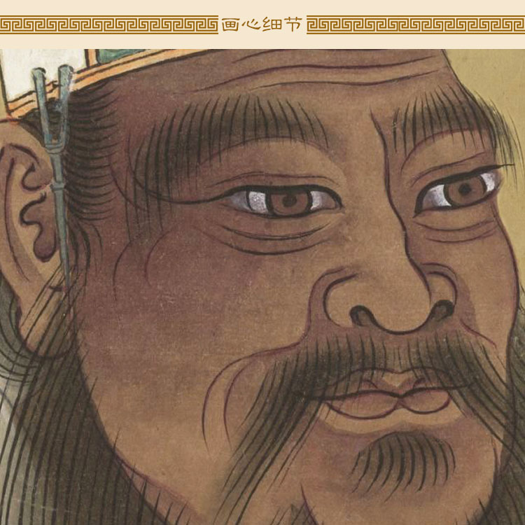 孔子画像 老子朱熹孟子挂画 清代复古人物卷轴画 儒家道家装饰画