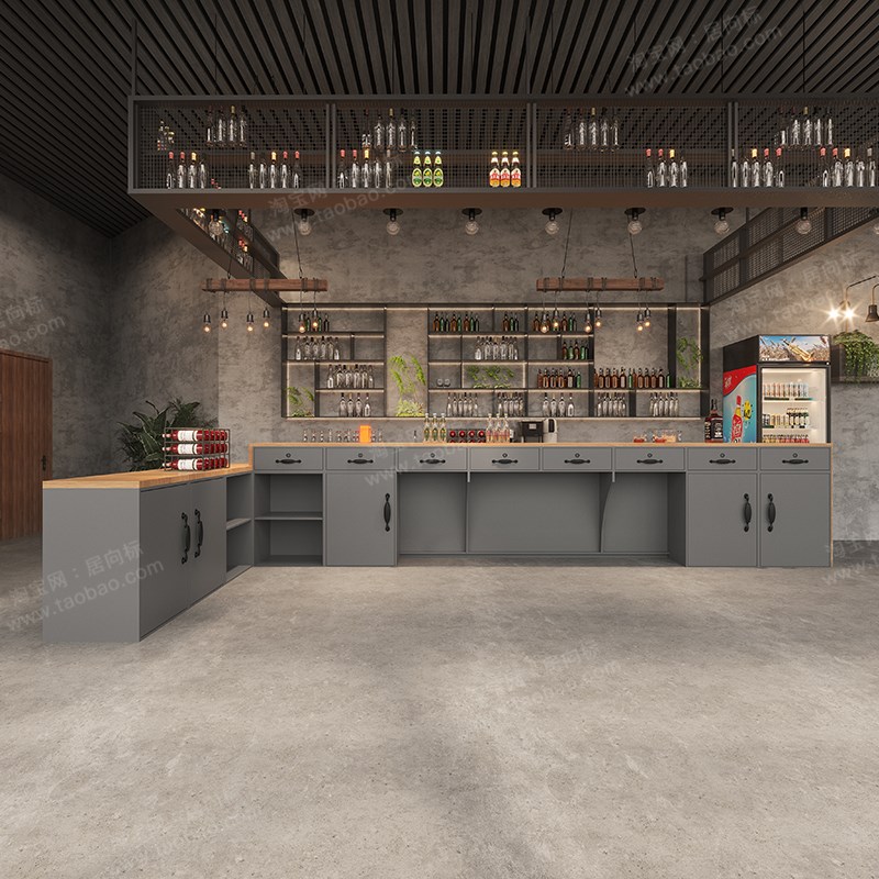 工业风奶茶酒店咖啡台球厅吧台收银台餐饮店烧烤饭店餐厅前台接待