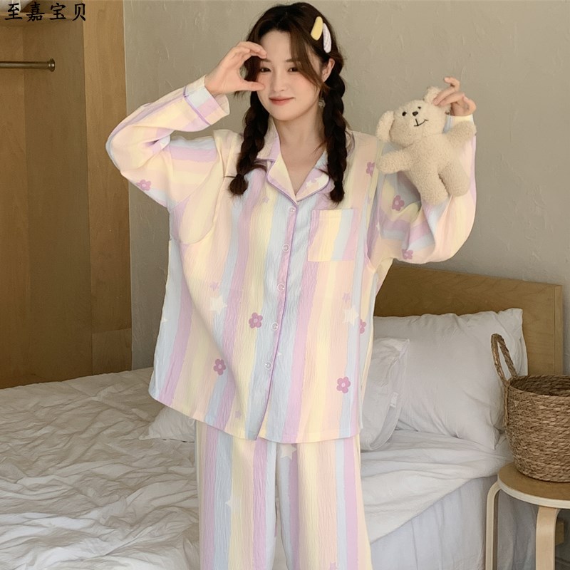 带胸垫孕妇睡衣女春秋款哺乳长袖家居服春夏季免穿内衣喂奶月子服