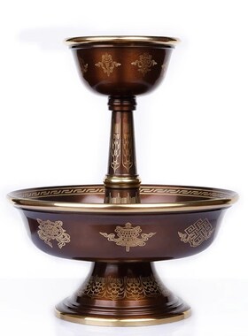 纯铜护法杯八吉祥西藏式密宗供佛用品大小号描金圣水供水杯供佛杯