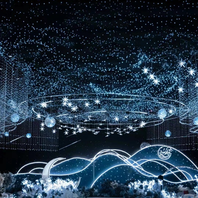 满天星铜丝灯串星空顶婚庆灯具婚礼制做创意灯丝星空顶LED米粒灯