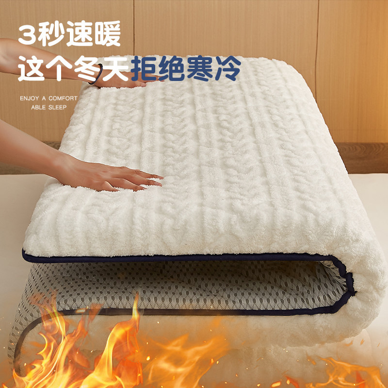 床垫软垫家用垫被床褥加厚法兰羊羔绒榻榻米垫子1.8铺底1.2米1.5