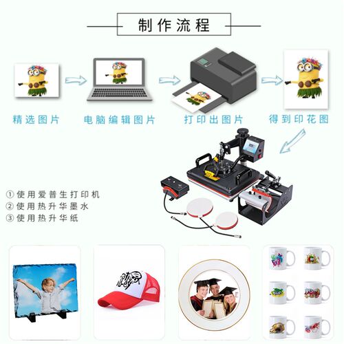 五合一多功能烫画机摇头式热转印烫画机器手机壳变色杯T恤转印机