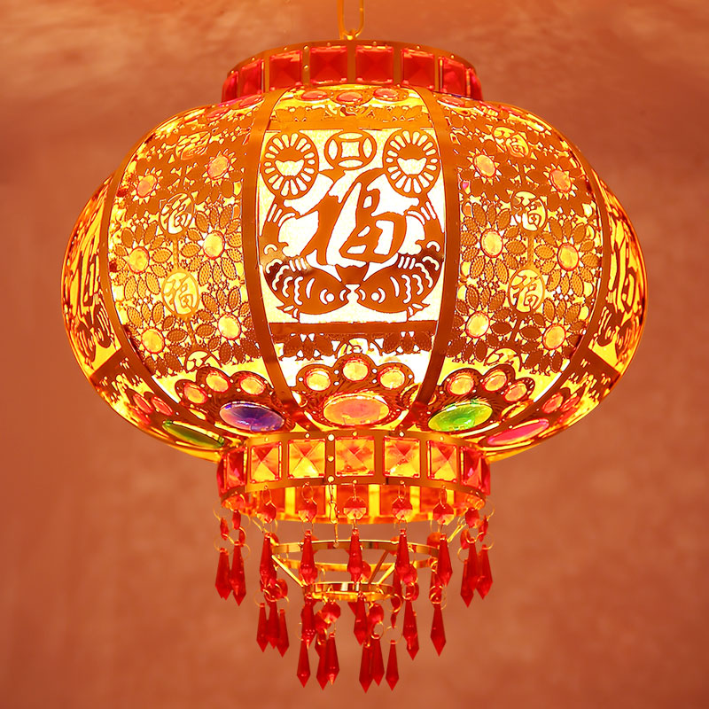 红灯笼阳台户外室内吊灯新年春节中式乔迁挂饰大门旋转LED走马灯