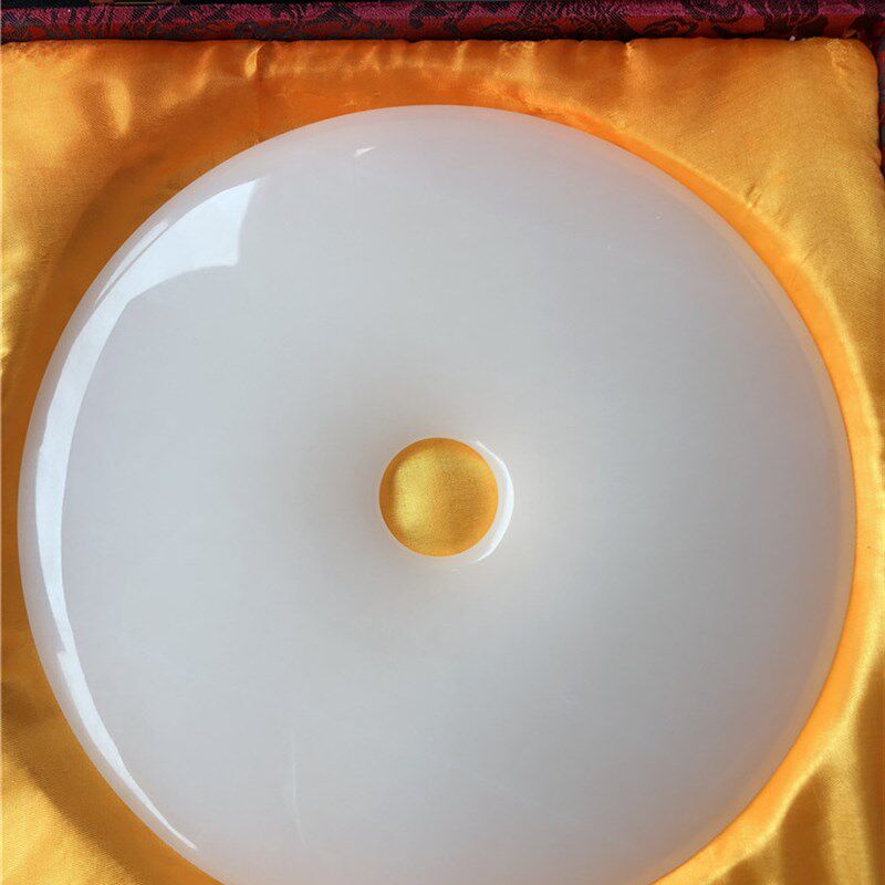 天然纯白玉石平安扣摆件玉扣怀古玉器玉璧家居玄关办公室装饰礼品