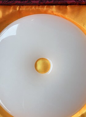 天然纯白玉石平安扣摆件玉扣怀古玉器玉璧家居玄关办公室装饰礼品