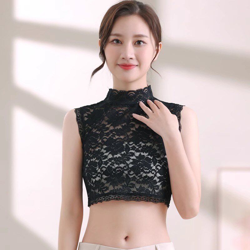 假领子蕾丝百搭女假领高档半高秋冬领花边衬衫衣领配毛衣的黑白色