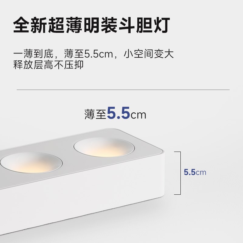 明装led斗胆射灯全光谱护眼防眩客厅卧室无主灯三头长方形吸顶灯