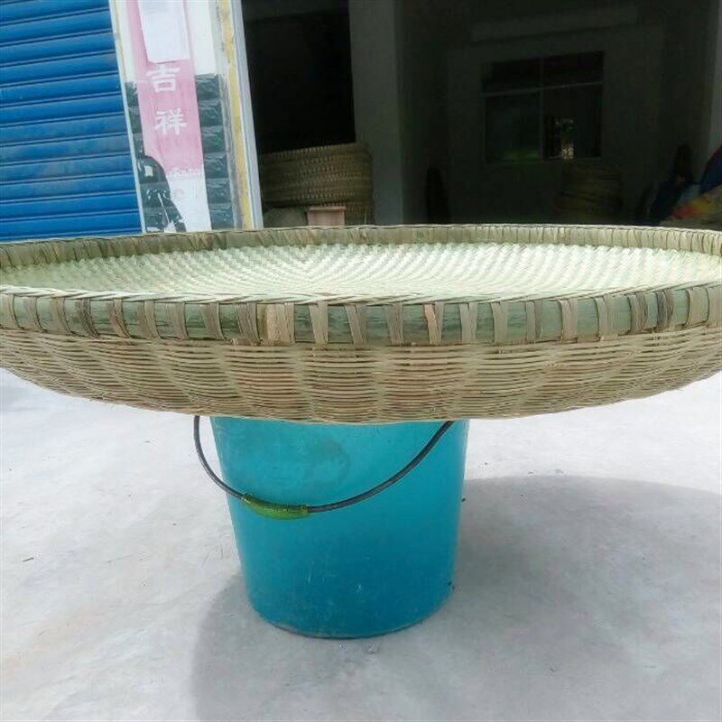 竹编无孔簸箕传统全竹子纯手工家用晾晒加深加固装饰竹制品圆形图片