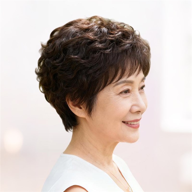 假发全头套女真人发丝短发中老年女士妈妈款假发假头发真发短卷发