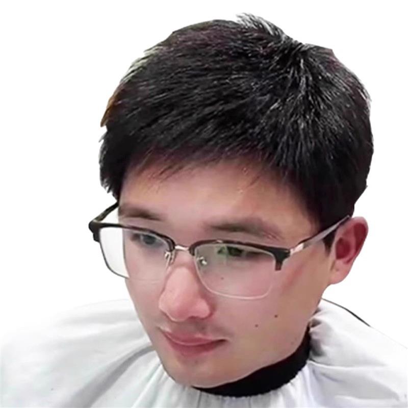 假发男短发全头套中老年男士假发套自然真头发遮白发假发全头套式