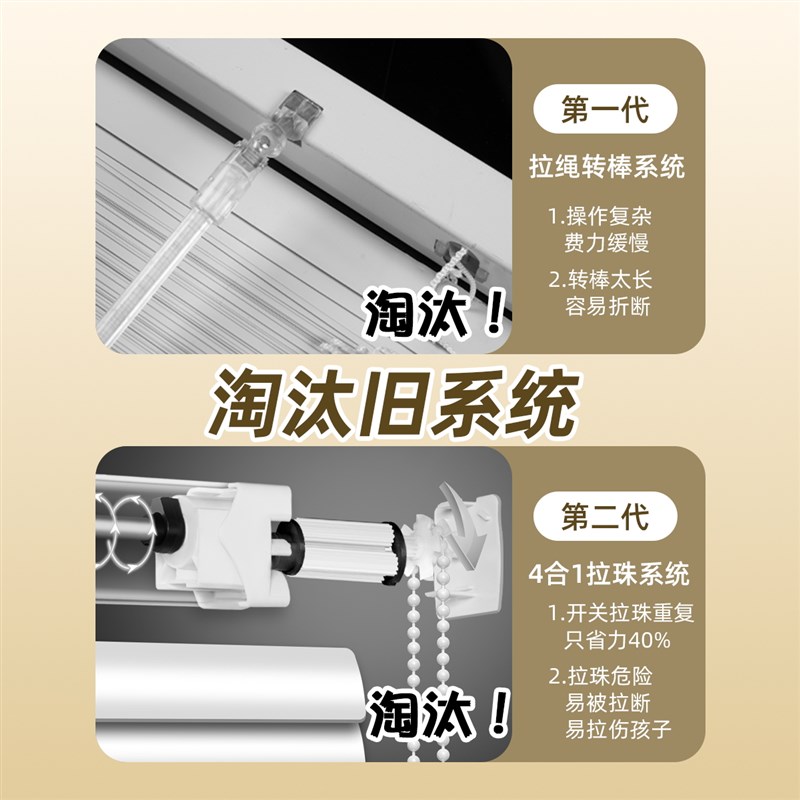 无线百叶窗帘遮光2026新款化妆室厕所防水遮挡帘遮阳遮光升降卷帘