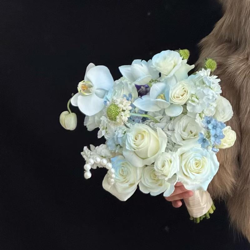 高级法式花束自然风紫色假花仿真花装饰花卉仿生摆件郁金香手捧花