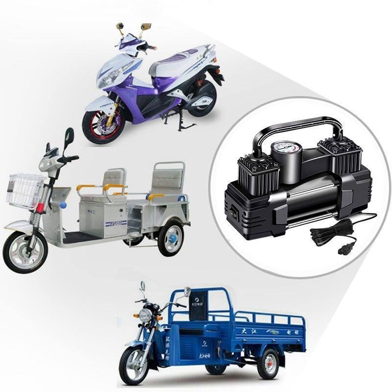 电动车打气机48V60V72V通用型双缸大功率高压真空胎打气筒可携式