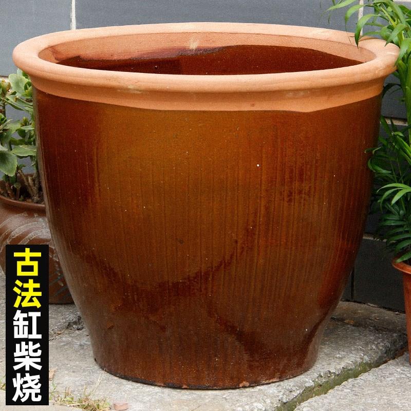 古法缸养鱼农村老式旧缸缸腌菜坛荷花缸流水生态缸大号落地陶瓷缸