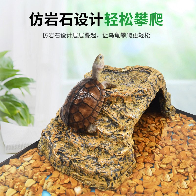 乌龟晒台龟爬台躲避屋专用缸养小乌龟晒背台石头爬坡龟洞晒台大型