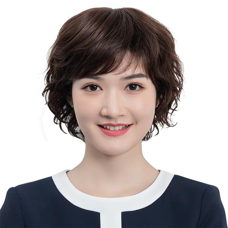 假发短发女真发全真人发全头套中老年短卷发妈妈女士自然真头发套