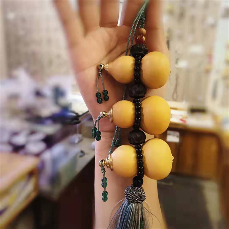 天然小葫芦串开口压襟随身携带可放东西安康中式衣服配饰葫芦挂件