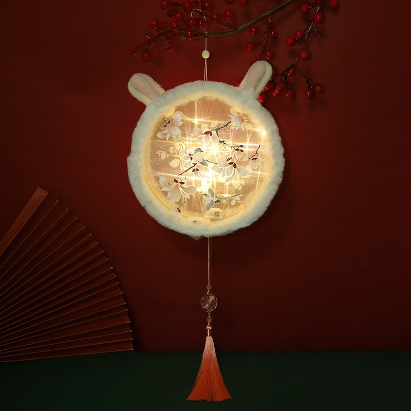古风元宵灯笼绣花宫灯过新年春节兔子花灯汉服道具元旦儿童手提