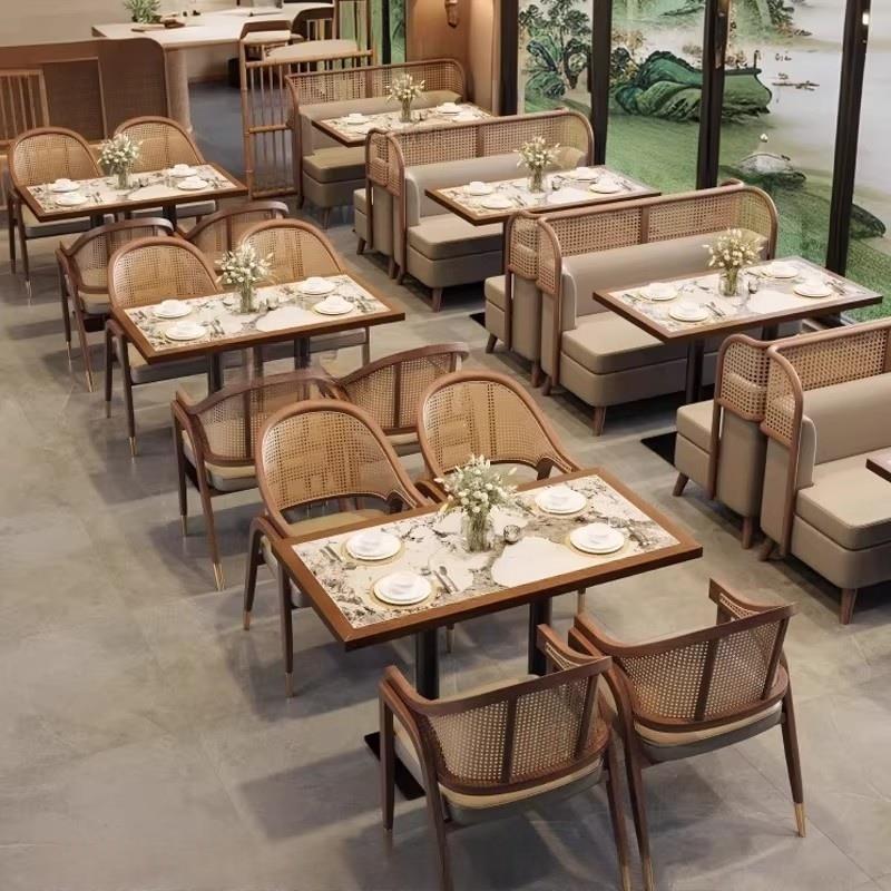 东南亚主题西餐厅火锅店茶楼卡座沙发商用饭店日料店餐桌椅组合