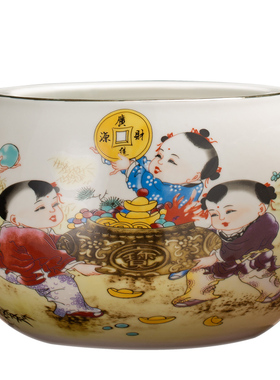 聚宝盆摆件招财聚财客厅玄关装饰品景德镇陶瓷工艺品高档创意礼品